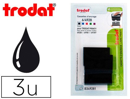 RECHARGE TAMPON TRODAT 4928/4958/4928T NOIR BLISTER 3 UNITS