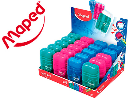 TAILLE-CRAYON MAPED DUO CONNECT TRANSLUCIDE RSERVOIR GOMME SANS PVC 2 USAGES 1 COULEUR