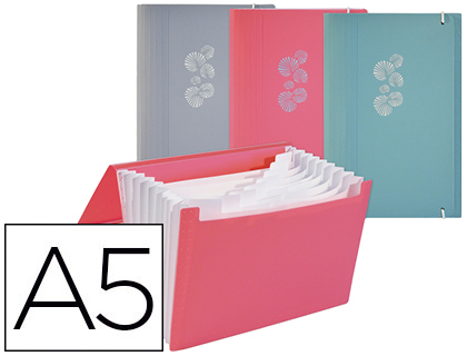 TRIEUR ELBA EXTENSIBLE PASTEL POLYPROPYLNE OPAQUE A5 175X260X23MM 8 POSITIONS COLORIS ASSORTIS - PRESENTOIR 12 UN