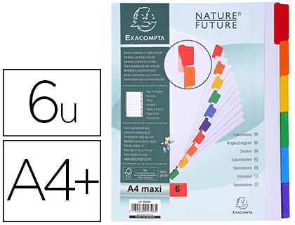 Intercalaires A4+ carton 6 ou 12 touches Intercalaires A4+ 6