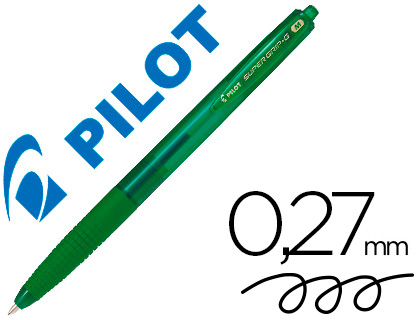STYLO-BILLE PILOT SUPER GRIP G RTRACTABLE POINTE MOYENNE   1.0 MM COLORIS VERT
