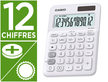 CASIO Calculatrice imprimante portable 12 chiffres HR-8 RCE