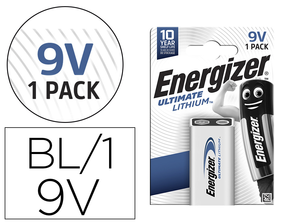 PILE ENERGIZER 9V ULTIMATE LITHIUM BLISTER 1 UNITÉ