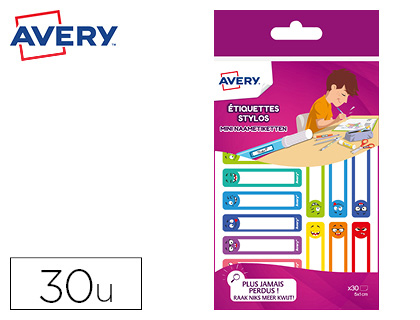 TIQUETTE AVERY STYLO SMILEY 50X10MM BOTE 30 UNITS