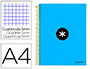 CAHIER SPIRALE LIDERPAPEL ANTARTIK A4 240P 100G COUVERTURE REMBORDE QUADRILLAGE 5MM 4 TROUS COIL-LOCK COLORIS BLEU
