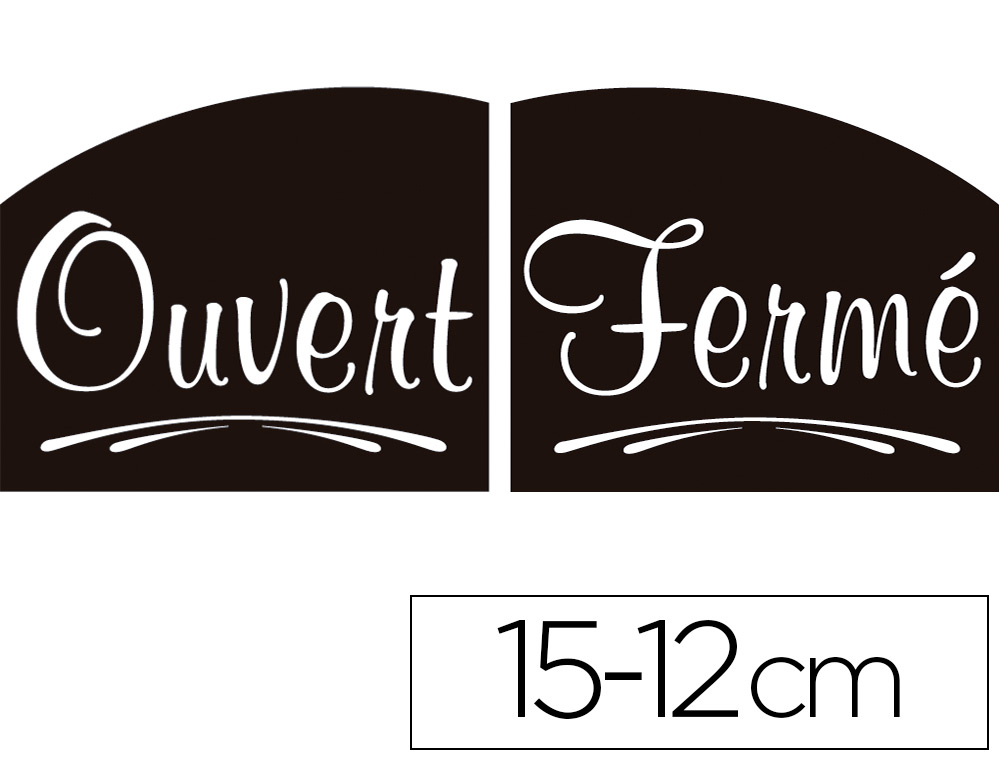 PANCARTE OUVERT-FERM SAFETOOL PVC EXPANS 3MM FOND NOIR IMPRESSION BLANCHE RECTO/VERSO 15X12CM