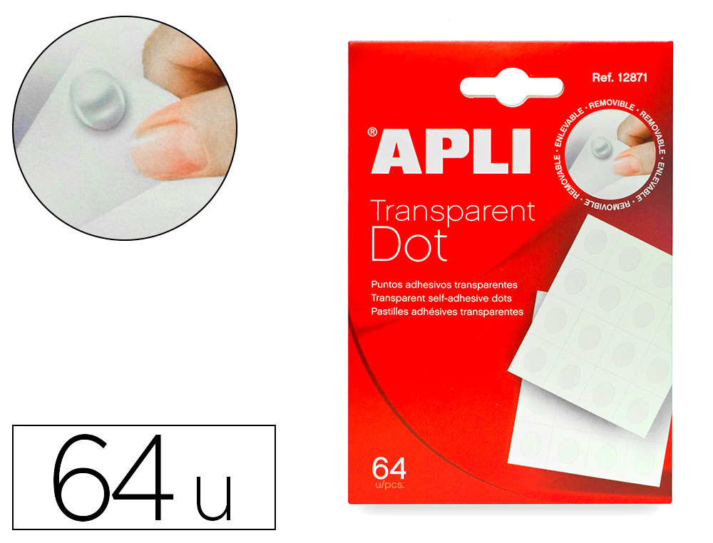 PASTILLE ADHÉSIVE APLI TRANSPARENTE ENLEVABLE SANS TRACE IDÉAL