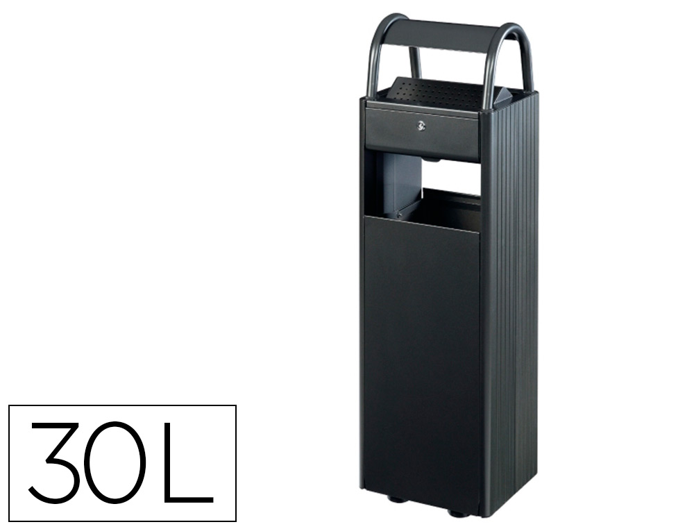CENDRIER CEP 6L ET CORBEILLE ACIER EXTRIEUR ROBUSTE 30L FIXATION AU SOL POSSIBLE COLORIS NOIR