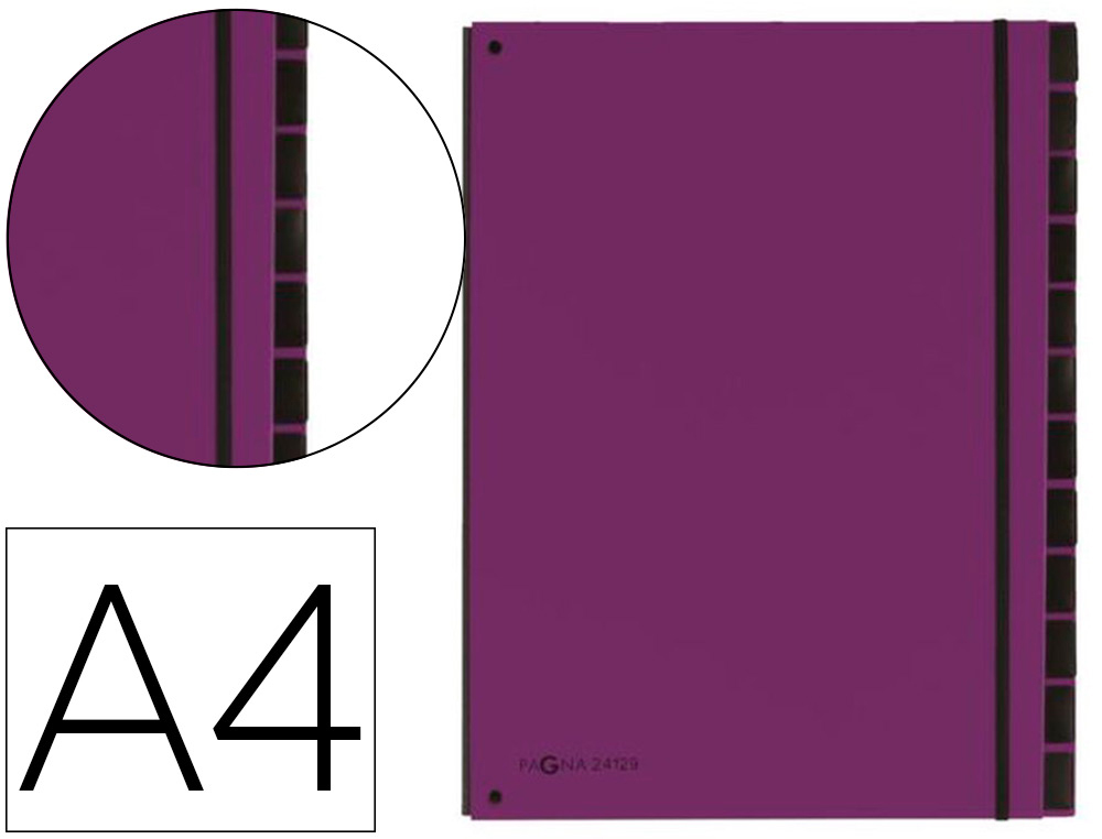 FOUROT BUREAUTIQUE  TRIEUR DURABLE CARTE RIGIDE A4 12 COMPARTIMENTS  COLORIS VIOLET