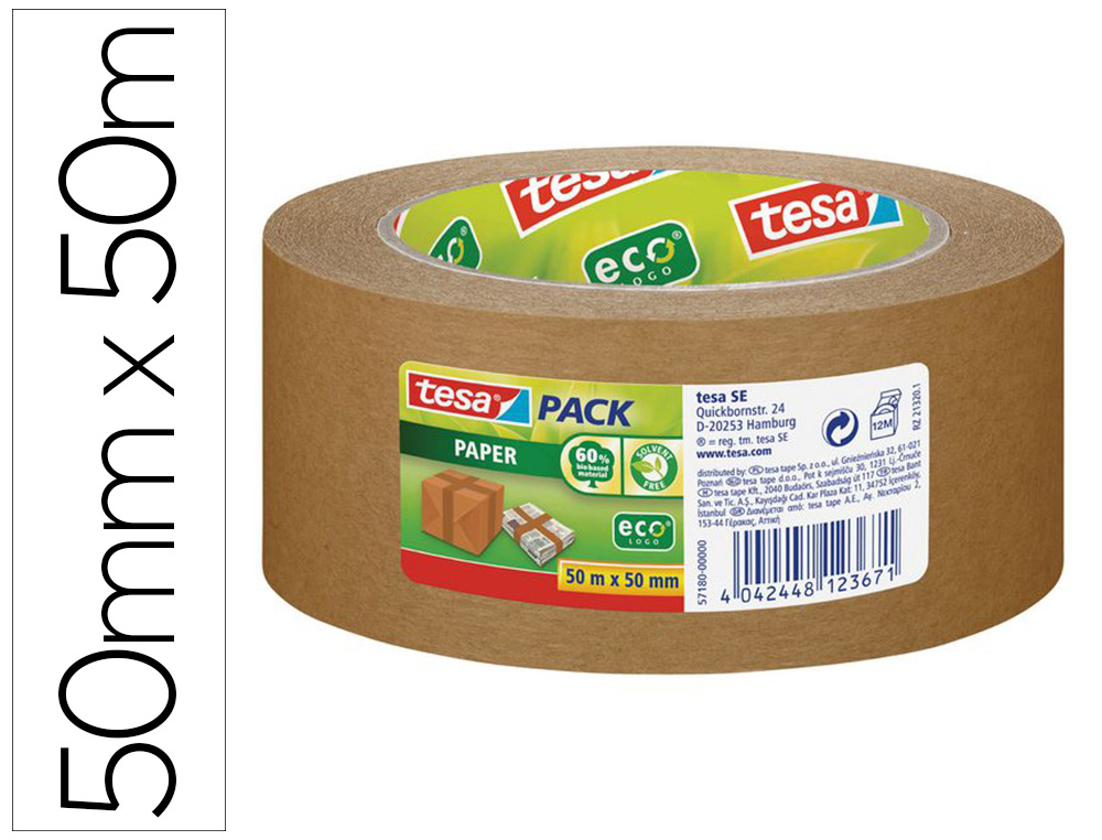 RUBAN ADHSIF TESA EMBALLAGE PAPIER KRAFT COLOGIQUE 50X50MM
