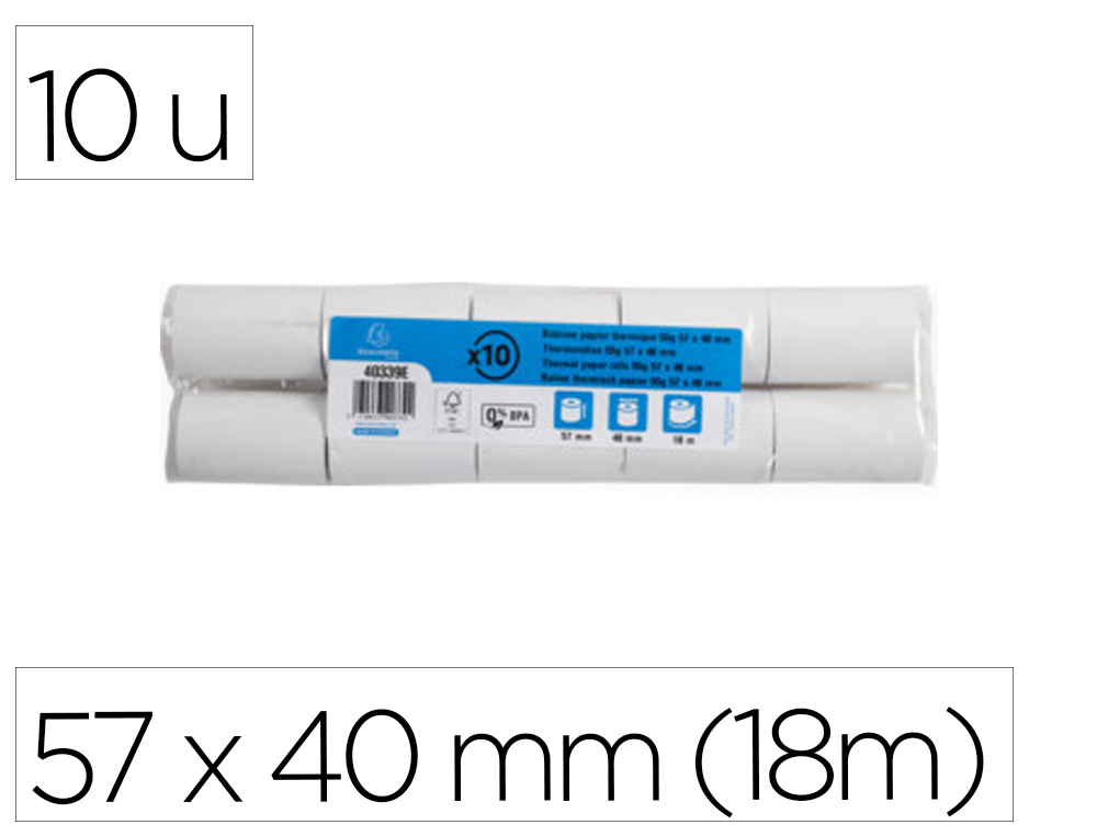 Exacompta - 60 Bobines thermiques - rouleaux TPE - 57 x 50 x 12 mm