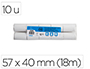 BOBINE THERMIQUE EXACOMPTA TICKETS CARTE BANCAIRE 1 PLI SANS BPA 57X40MM MANDRIN 12MM MTRAGE 18M LOT 10 ROULEAUX