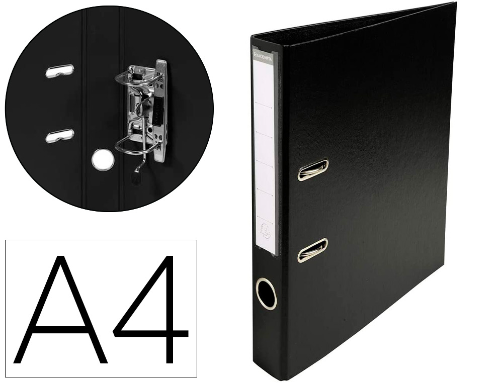 CLASSEUR LEVIER EXACOMPTA CARTON RECOUVERT PVC A4 32X29CM DOS 5CM TIQUETTE PORTE-TIQUETTE COLORIS NOIR