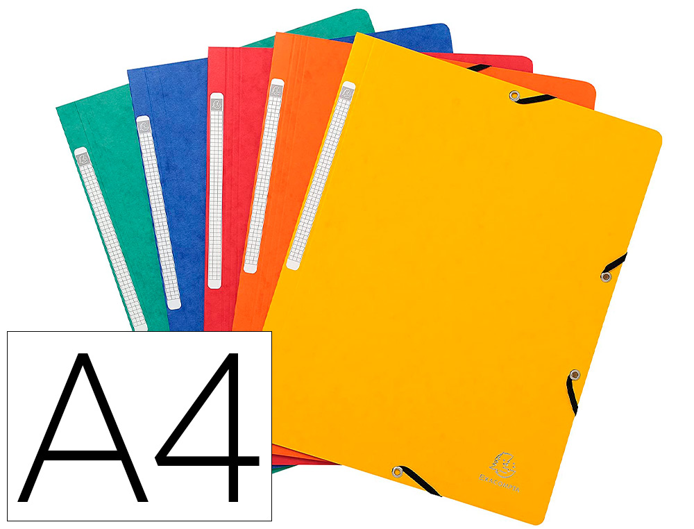 CHEMISE EXACOMPTA SANS RABAT CARTE LUSTRE 4,5/10E FORMAT A4 LASTIQUE TIQUETTE DOS COLORIS ASSORTIS LOT 10 UNITS