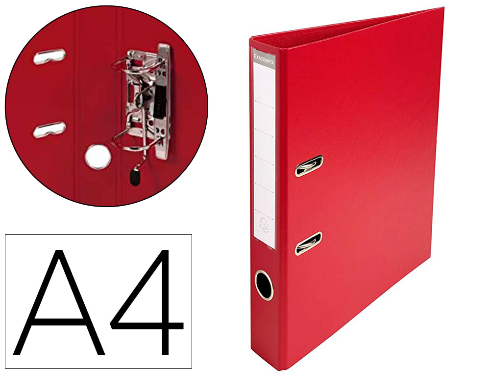 CLASSEUR LEVIER EXACOMPTA CARTON RECOUVERT PVC A4 32X29CM DOS 5CM TIQUETTE PORTE-TIQUETTE COLORIS BORDEAUX
