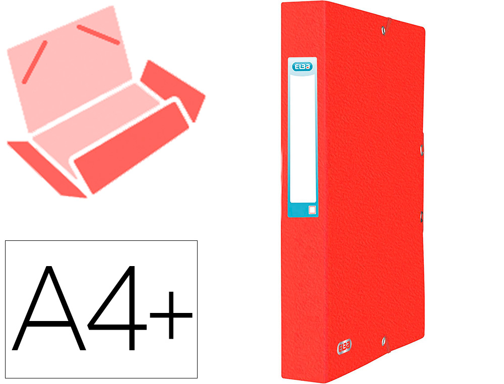 BOITE CLASSEMENT ELBA EUROFOLIO CARTE GRAINEE 600G  7/10E A4+ DOS 60MM 3 RABATS   ELAST ETIQ DORSALE ROUGE RUBIS