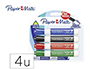 MARQUEUR PAPER MATE EFFACABLE TABLEAU BLANC POINTE OGIVE    COLORIS ASSORTIS STANDARD     BLISTER 4 UNITES