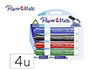 MARQUEUR PAPER MATE EFFACABLE TABLEAU BLANC POINTE          BISEAUTEE COLORIS ASSORTIS    STANDARD BLISTER 4 UNITES