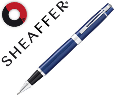 ROLLER SHEAFFER SERIE 300 RECHARGEABLE CORPS METAL      LAQUE BLEU ATTRIBUTS CHROMES  ECRIN LUXE ET RECHARGE ROLLER