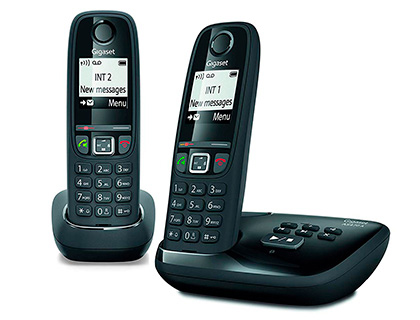 TELEPHONE GIGASET AS470A DUO SANS FIL MAINS-LIBRES ECRAN   RETROECLAIRE REPERTOIRE 100   CONTACTS RAPPEL NUM COLORIS