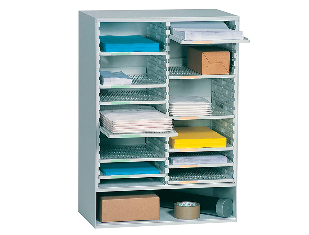 MODULE TRIEUR COURRIER PAPERFLOW 2 COLONNES          POLYSTYRENE GRIS 12 CASIERS   TABLETTES AMOVIBLES