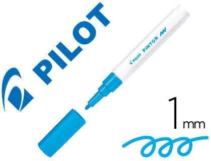 MARQUEUR PILOT PINTOR PEINTURE BASE D'EAU ULTRA-COUVRANTE MULTI SURFACE POINTE FINE RSISTANTE COLORIS BLEU CLAIR