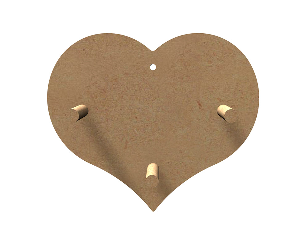 ACCROCHE CLES GOMILLE EN BOIS DECORER FORME COEUR 13X12CM