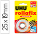 RUBAN ADHESIF UHU ROLLAFIX TRANSPARENT AVEC DEVIDOIR     25MX19MM