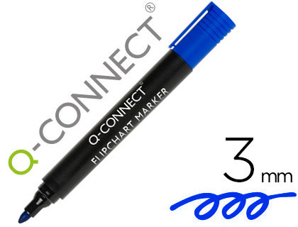 MARQUEUR Q-CONNECT PERMANENT TABLEAU PAPIER POINTE OGIVE    2/3MM CORPS PLASTIQUE COLORIS  BLEU