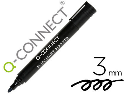 MARQUEUR Q-CONNECT PERMANENT TABLEAU PAPIER POINTE OGIVE    2/3MM CORPS PLASTIQUE COLORIS  NOIR