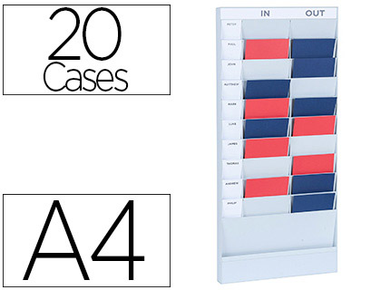 PLANNING PAPERFLOW POLYSTYRNE OFFICE PLANNER 20 CASES FORMAT A4 LMENT DPART COLORIS GRIS