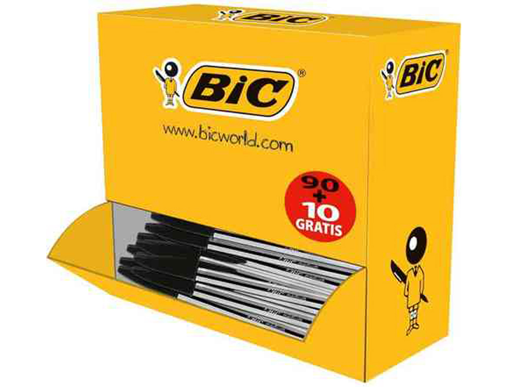 STYLO-BILLE BIC CRISTAL CORPS TRANSPARENT ENCRE NOIRE       POINTE MOYENNE 1MM            RECHARGEABLE VALUE PACK 90 +