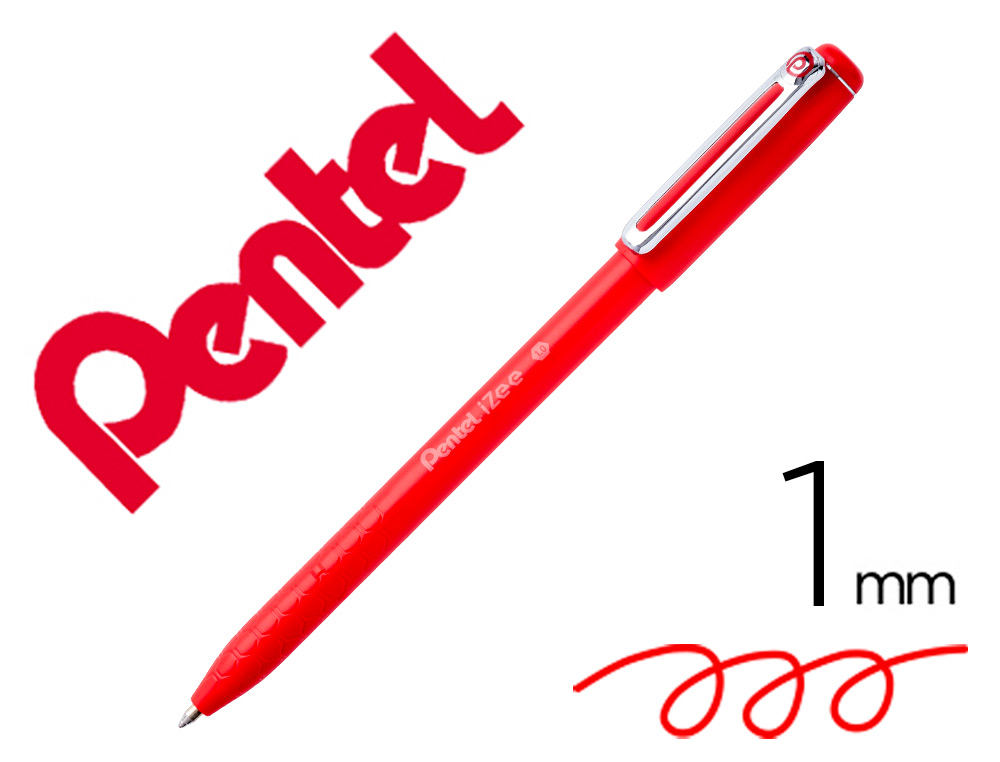 STYLO-BILLE PENTEL IZEE RETRACTABLE ECRITURE MOYENNE  POINTE 1MM ENCRE FAIBLE       VISCOSITE RECHARGEABLE ROUGE