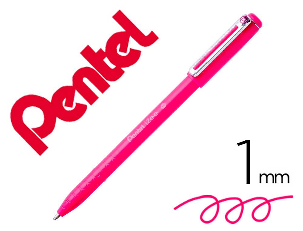 STYLO-BILLE PENTEL IZEE RETRACTABLE ECRITURE MOYENNE  POINTE 1MM ENCRE FAIBLE       VISCOSITE RECHARGEABLE ROSE