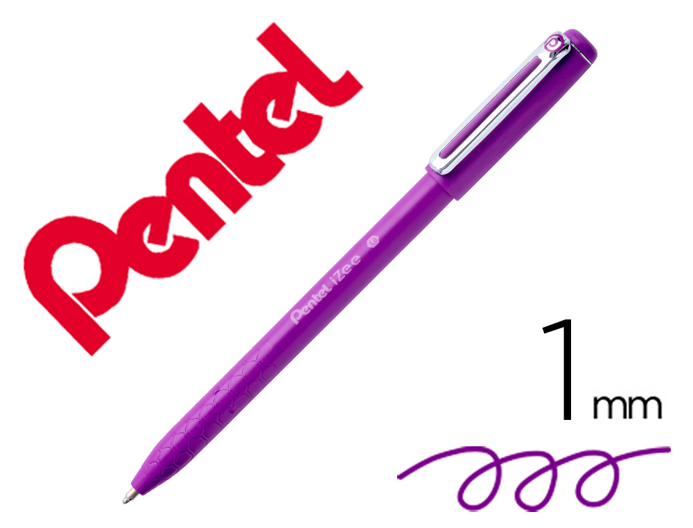 STYLO-BILLE PENTEL IZEE RETRACTABLE ECRITURE MOYENNE  POINTE 1MM ENCRE FAIBLE       VISCOSITE RECHARGEABLE VIOLET