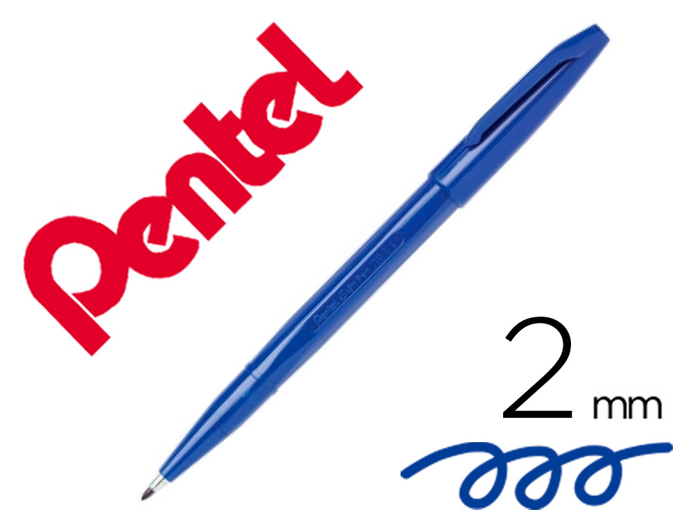 FEUTRE PENTEL SIGN S520 ECRITURE DOUCE AQUARELLABLE   POINTE MOYENNE 2MM BAGUEE     LONGUE DUREE ENCRE BLEUE