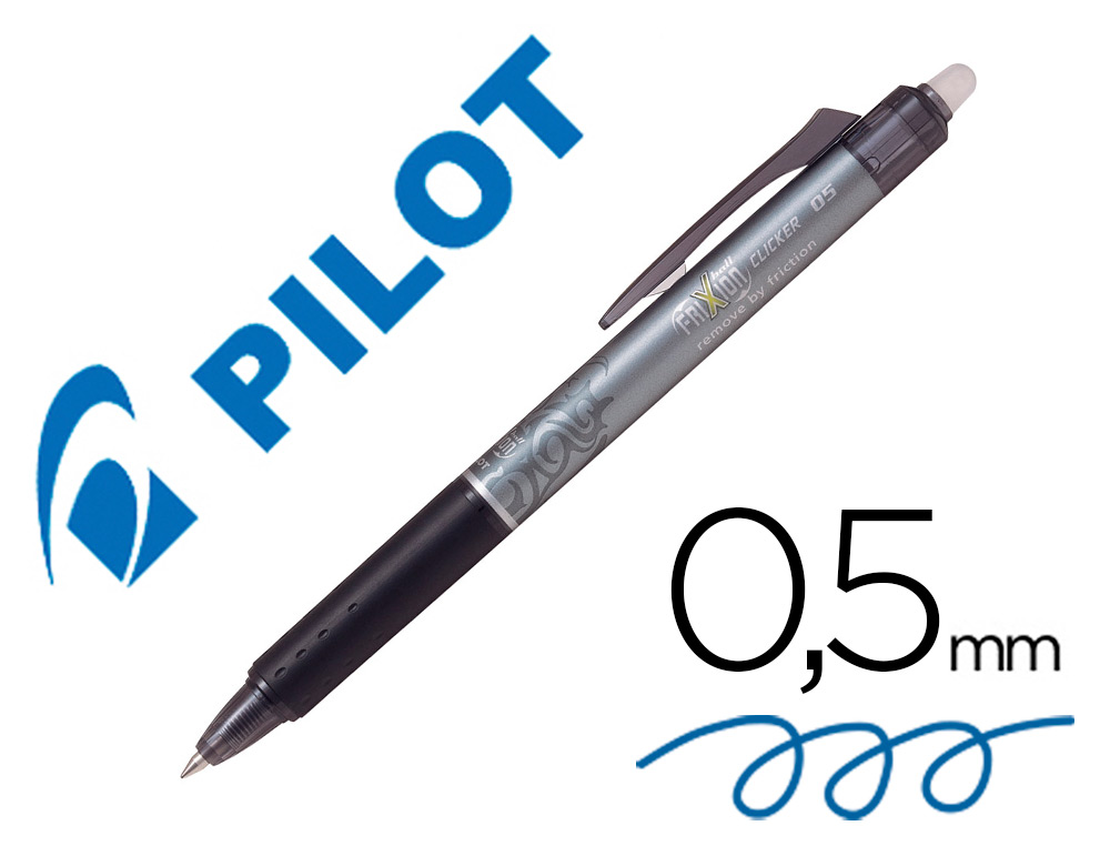 ROLLER PILOT FRIXION BALL CLICKER ENCRE GEL POINTE FINE COLORIS NOIR