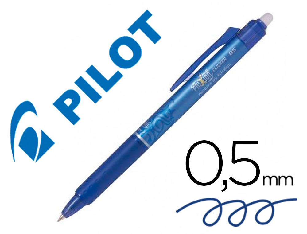 ROLLER PILOT FRIXION BALL CLICKER ENCRE GEL POINTE FINE COLORIS BLEU