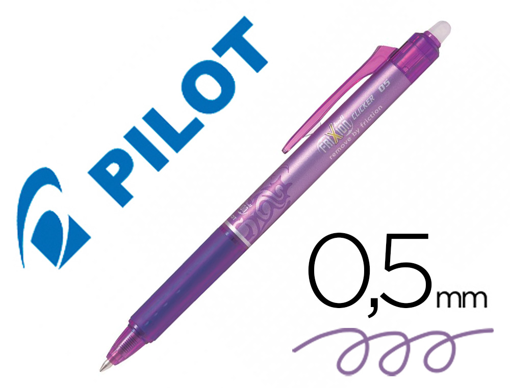 ROLLER PILOT FRIXION BALL CLICKER ENCRE GEL POINTE FINE COLORIS VIOLET