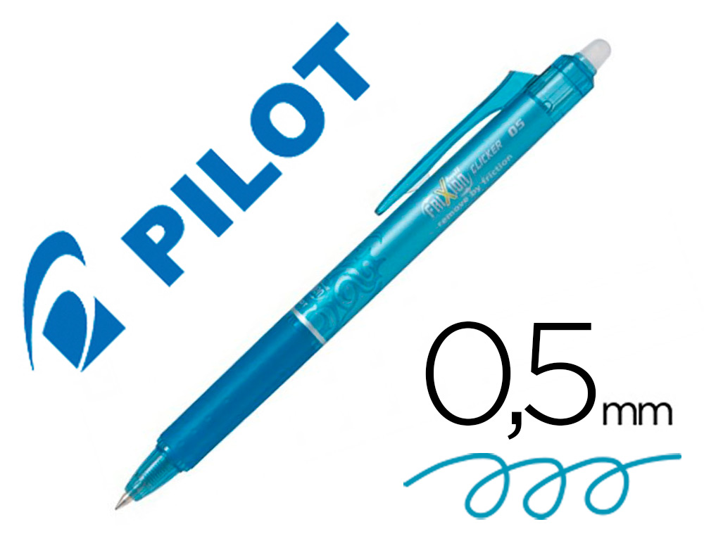 ROLLER PILOT FRIXION BALL CLICKER ENCRE GEL POINTE FINE COLORIS TURQUOISE