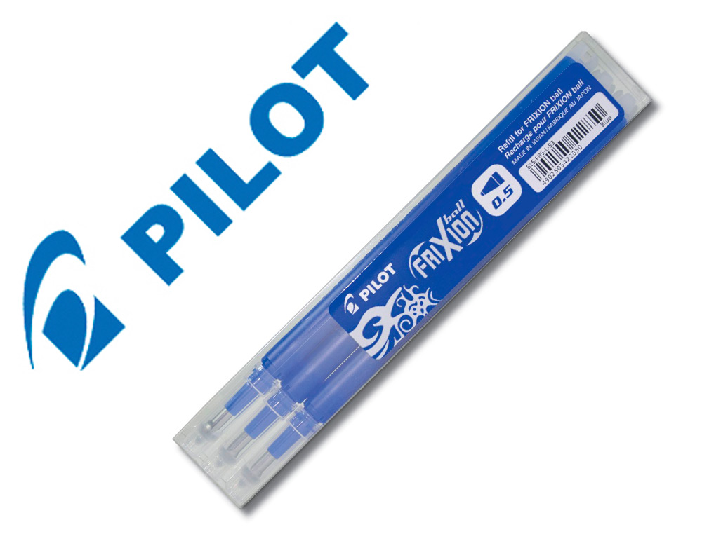 Papeterie: 3 RECHARGES PILOT FRIXION BALL BLEU