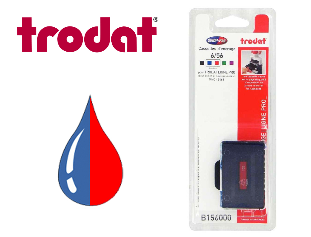 CASSETTE ENCRAGE BICOLORE TRODAT 6/56/2 POUR METAL LINE 5460/5460L/5465/2                 COLORIS BLEU/ROUGE