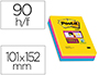 BLOC-NOTES POST-IT SUPER STICKY LIGN 101X152MM 90F COLORIS RIO ASSORTIS LOT 3 BLOCS
