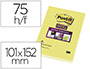 BLOC-NOTES POST-IT SUPER STICKY LIGN 101X152MM 75F COLORIS JAUNE FLUO LOT 6 BLOCS