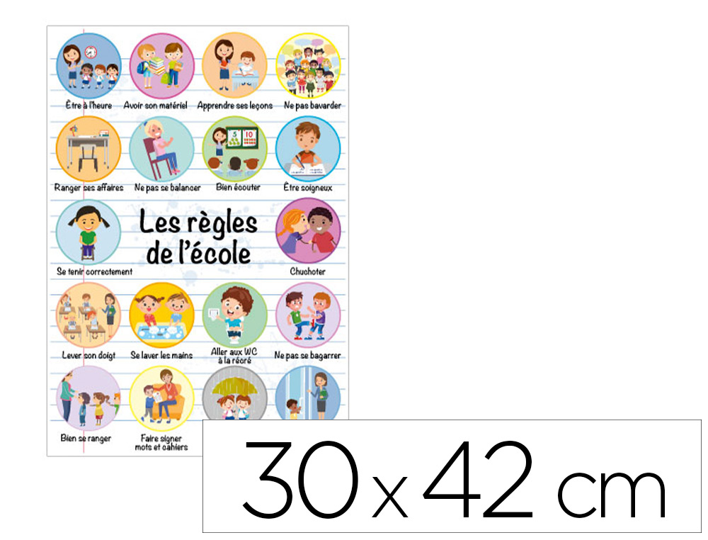 PANNEAU AFFICHAGE PVC SIGNALETIQUE BIZ RGLES DE    L'COLE 30X42CM