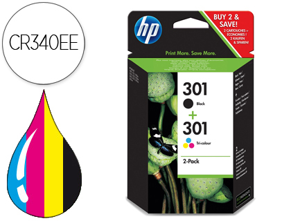 SARL APM  CARTOUCHE HP 301 JET D'ENCRE N9J72AE PACK MULTICOLORS PLUS NOIR