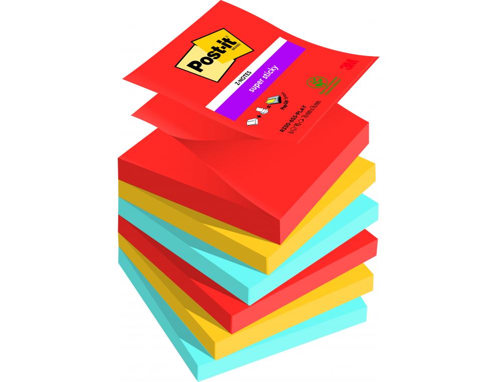 POST-IT Z-NOTE-76X76 PLAYFULP/NOTE REPOSITIONNABLE - POST-IT Z-NOTES PLAYFUL 76X76MM - LOT DE 6