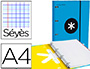 CLASSEUR ANTARTIK 4 ANNEAUX 25MM A4 CARTON REMBORDE       FEUILLETS MOBILES SEYES       COLORIS BLEU