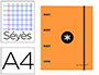 CLASSEUR ANTARTIK 4 ANNEAUX 25MM A4 CARTON REMBORDE       FEUILLETS MOBILES SEYES       COLORIS ORANGE