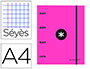 CLASSEUR ANTARTIK 4 ANNEAUX 25MM A4 CARTON REMBORDE       FEUILLETS MOBILES SEYES       COLORIS ROSE